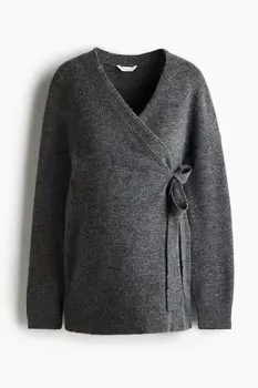 Кардиган с запахом «Мама до и после» H&M, серый