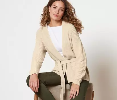 Кардиган с запахом Tchibo, крапчатый бежевый