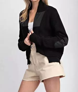 Кардиган с заплатками на локтях черного цвета eesome