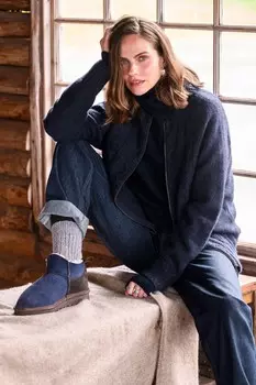 Кардиган с застежкой молнией из британской шерсти Celtic & Co., синий