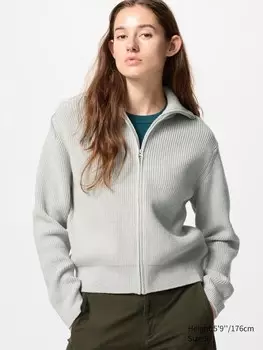 Кардиган с застежкой-молнией Uniqlo, цвет 02 серый