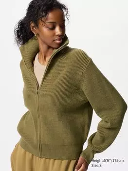 Кардиган с застежкой-молнией Uniqlo, цвет 56 зеленый