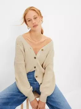 Кардиган с застежкой на пуговицы Gap, бежевый
