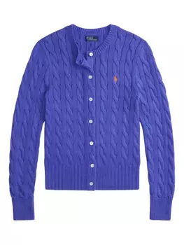 Кардиган с застежкой на пуговицы, вязка косами Polo Ralph Lauren, синий