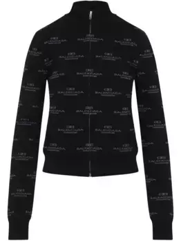 Кардиган с жаккардовым логотипом BALENCIAGA, черный