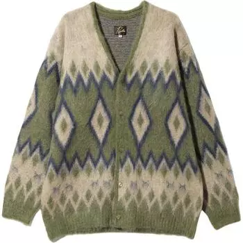 Кардиган с жаккардовым узором Needles, зеленый