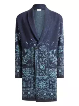Кардиган с жаккардовым узором пейсли ETRO, синий