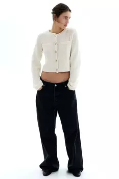 Кардиган с жемчужным узором H&M, бежевый