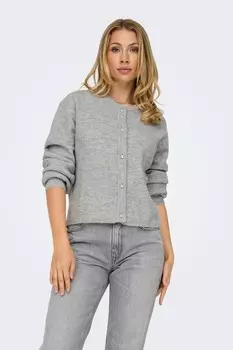 Кардиган с жемчужными пуговицами и рубчиком Jdy, серый