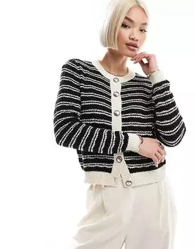 Кардиган с золотыми пуговицами в монополоску Vero Moda