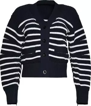 Кардиган Sacai Horizontal Stripe Knit Cardigan 'Navy', синий