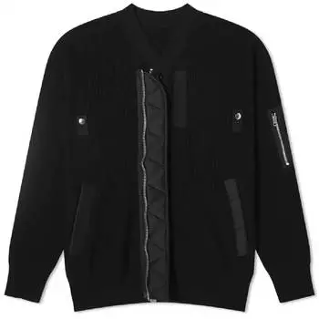 Кардиган Sacai Nylon Twill X Knit, черный