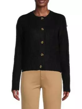 Кардиган Saks Fifth Avenue вязаный с круглым вырезом, бежевый