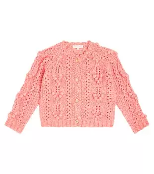 Кардиган Sankara вязки косами из шерсти и хлопка Louise Misha, розовый