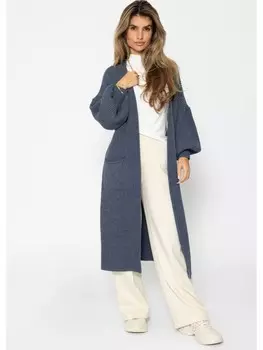 Кардиган SASSYCLASSY Lang Cardigan mit Taschen, цвет Jeansblau