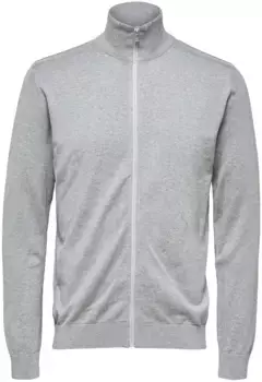 Кардиган SELECTED HOMME "SLHBERG FULL ZIP CARDIGAN NOOS", серый