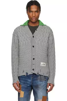 Кардиган серо-зеленого цвета с V-образным вырезом и воротником Andersson Bell