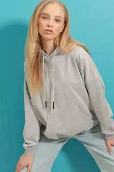 Кардиган - Серый - Классический крой Trend Alaat Stili, серый