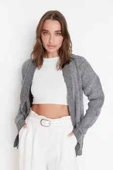 Кардиган - Серый - Oversize Trendyol, серый