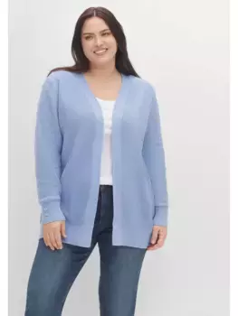 Кардиган Sheego "Большие размеры", без застежки, синий