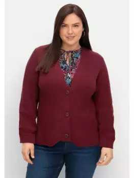 Кардиган Sheego "большие размеры", спицами спицами, микс, красный