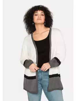 Кардиган Sheego "Большие размеры", в стиле колор-блок, кремовый