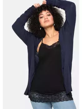 Кардиган Sheego "больших размеров" с планкой на пуговицах, цвет морской волны