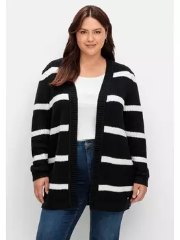 Кардиган sheego Gestreifte Strickjacke, черный