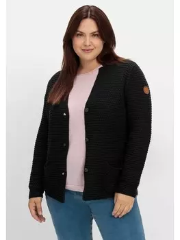 Кардиган sheego Grobstrickjacke, черный