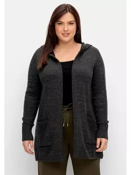 Кардиган sheego Kapuzenstrickjacke, черный