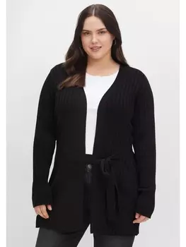 Кардиган sheego Longstrickjacke, черный