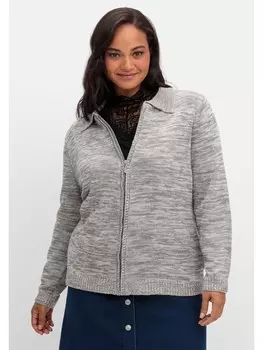 Кардиган sheego Melierte Strickjacke, серый