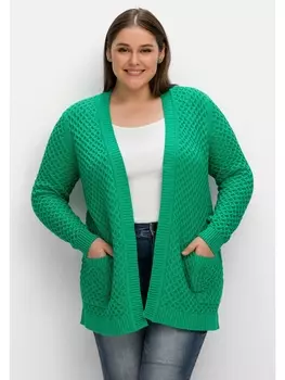 Кардиган sheego Strickjacke, цвет blattgrn