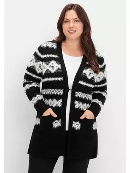 Кардиган sheego Strickjacke, цвет schwarz gemustert