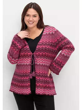 Кардиган sheego Strickjacke, цвет weinrot gemustert