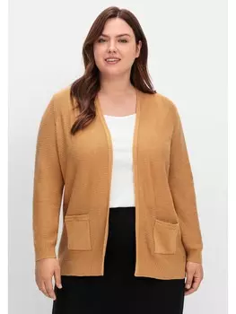 Кардиган sheego Verschlusslose Strickjacke, цвет camelfarben