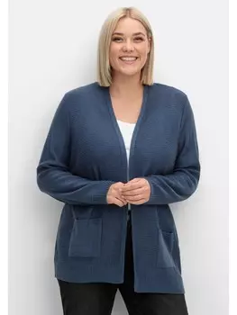 Кардиган sheego Verschlusslose Strickjacke, цвет rauchblau