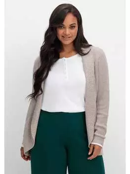 Кардиган sheego Verschlusslose Strickjacke, серо-коричневый