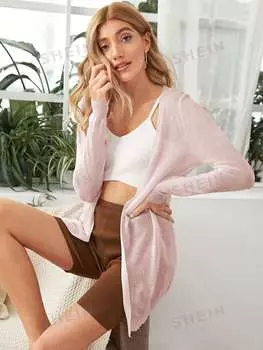 Кардиган Shein Essnce с длинными рукавами, розовый