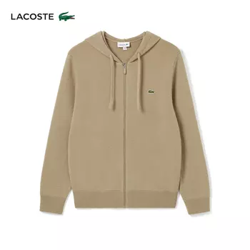 Кардиган шерстяной мужской Lacoste с капюшоном, песочный