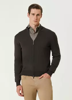 Кардиган шерстяной вязки Canali, коричневый