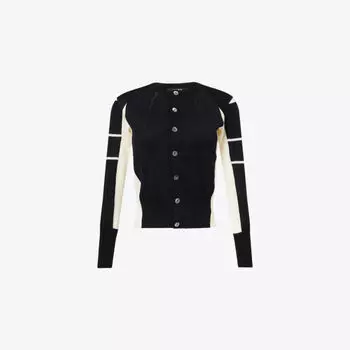 Кардиган Shiro Sakai с круглым вырезом и цветными блоками, черный