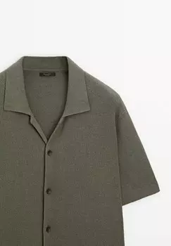 Кардиган SHORT SLEEVE WITH BUTTONS Massimo Dutti, хаки