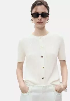 Кардиган SHORT-SLEEVED Mango, кремовый
