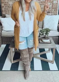 Кардиган Sierra Ribbed в горчичном цвете BLAKELEY, цвет mustard