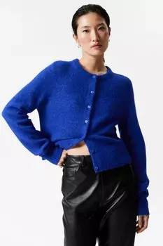 Кардиган смесовой вязки из альпаки & Other Stories, синий