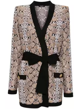 Кардиган со змеиным узором BALMAIN, коричневый