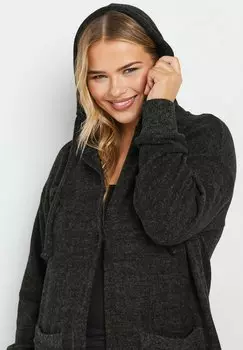 Кардиган SOFT TOUCH HOODED Yours Clothing, темно-серый