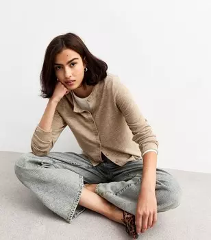 Кардиган Soft Touch с круглым вырезом New Look, светло-коричневый