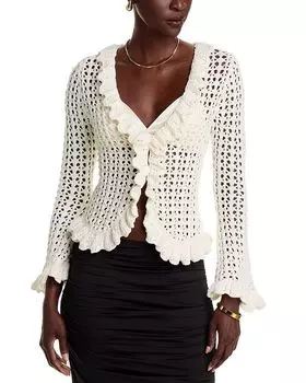 Кардиган Solaris с ажурной вязкой L'AGENCE, слоновая кость/кремовый